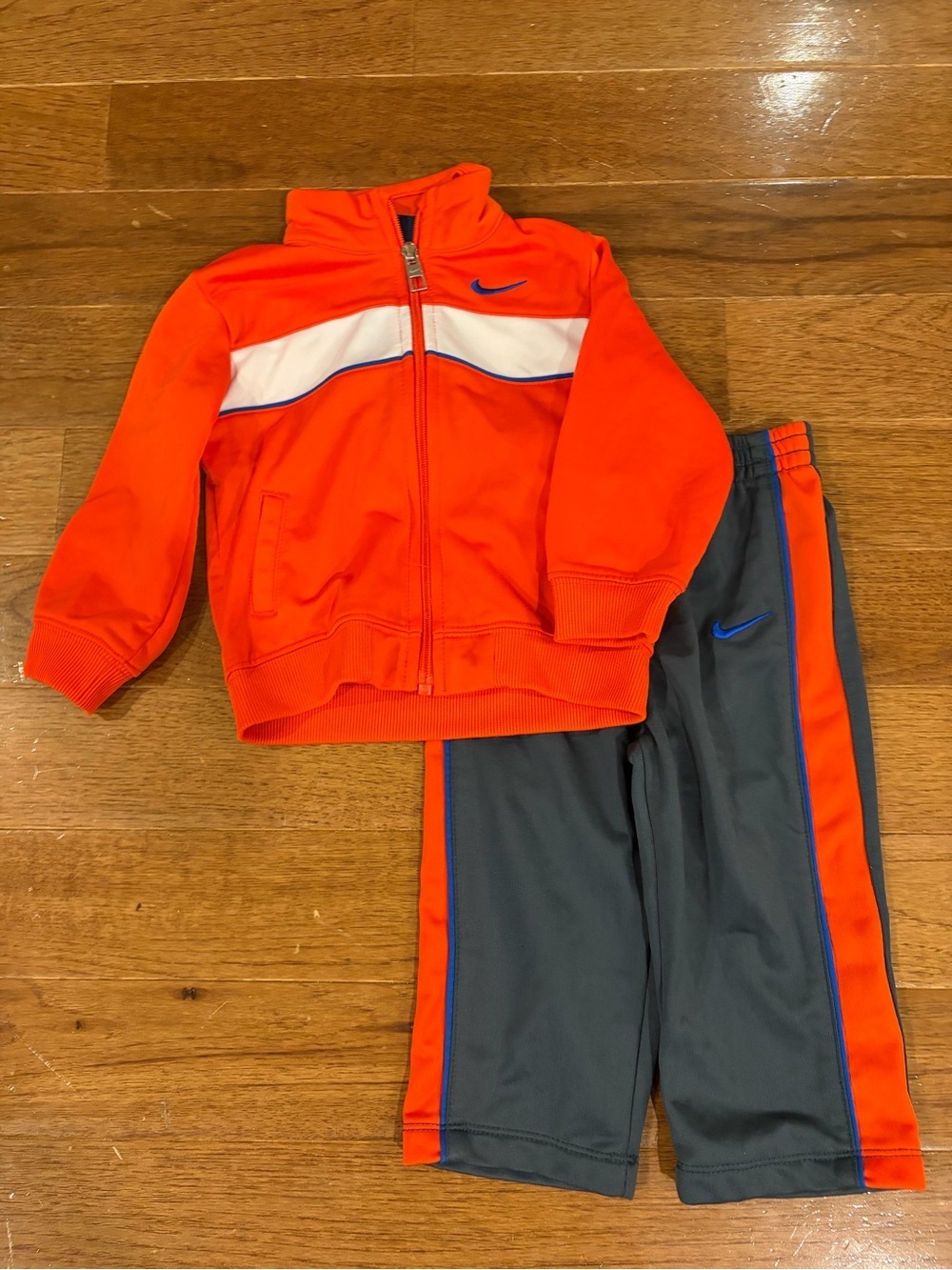 Nike Orange and Gray Kids Zip Track Jacket and Pants